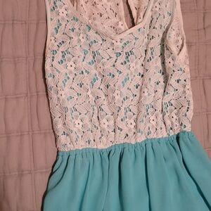 Rue21 White and Blue Lace Dress